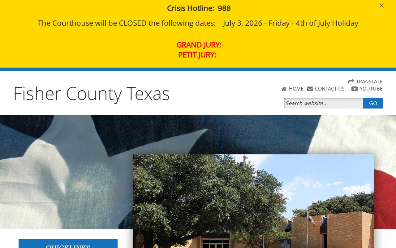 Fisher County criminal case records courthouse department directory