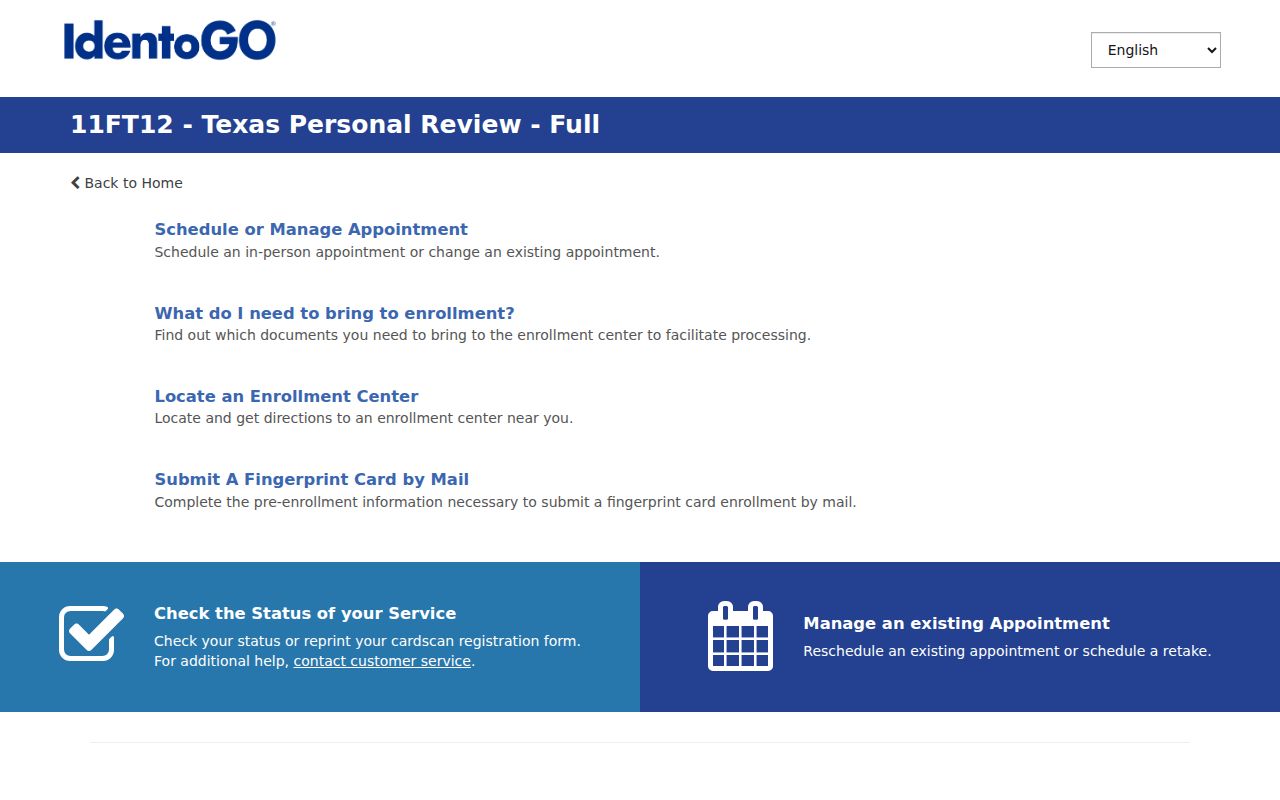Fisher County criminal record personal review fingerprint enrollment