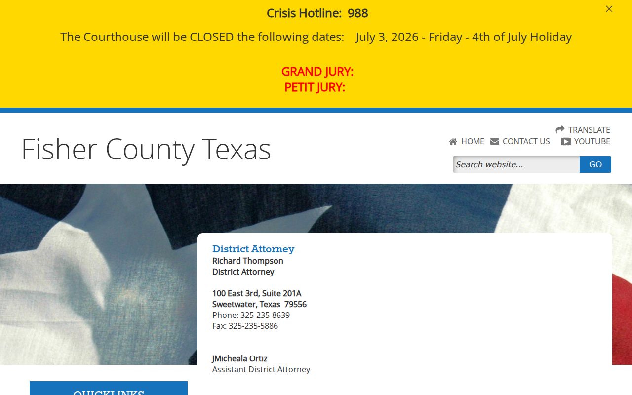 District Attorney record route for Rotan criminal history cases