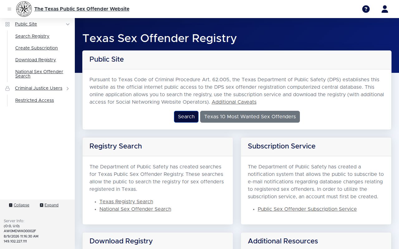 Fisher County sex offender registry map entry point